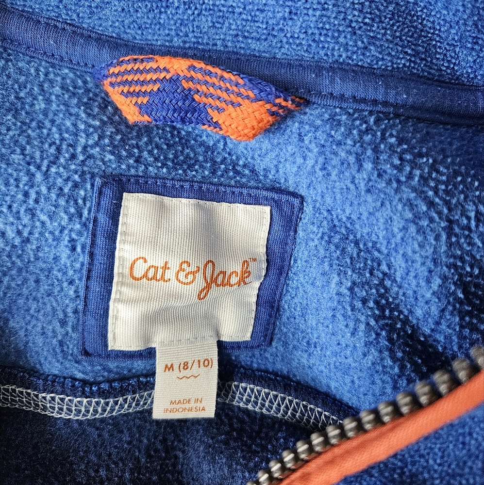 Cat & Jack Boys Blue & Coral Zip-up Fleece Size 8/10 M - Picture 5 of 5